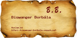 Biswanger Borbála névjegykártya